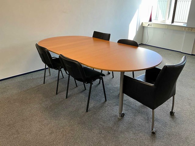 Vergadertafel met stoelen 240x120x75 cm - afbeelding 1 van  6
