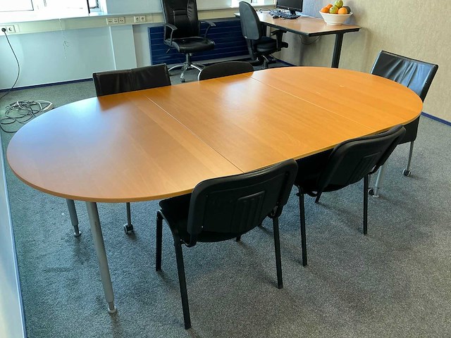 Vergadertafel met stoelen 240x120x75 cm - afbeelding 6 van  6