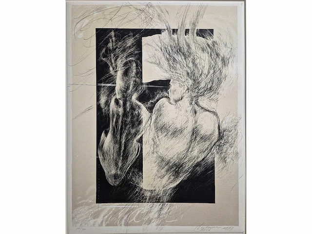 Verhagen - zeefdruk - 60 x 50 - afbeelding 2 van  2