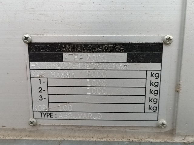 Verkeersborden tandemas aanhanger, atec, ab2, 1999 - afbeelding 2 van  13
