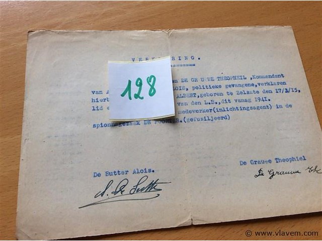 Verklaring verzetstrijder - afbeelding 1 van  2