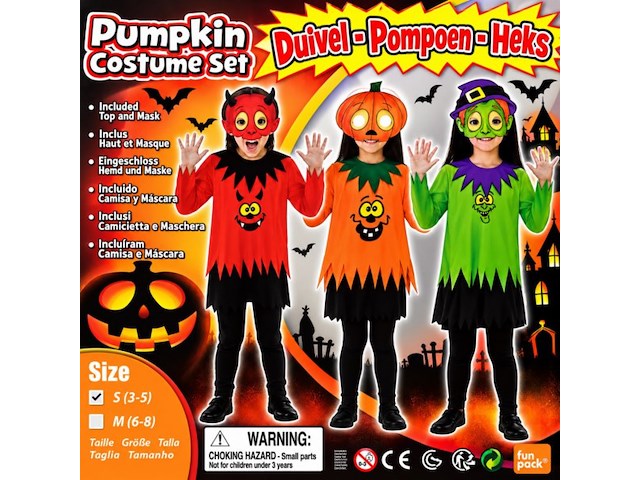 Verkleedpakje mix kids met masker - size s ( 3-5 ) 25x - afbeelding 6 van  9