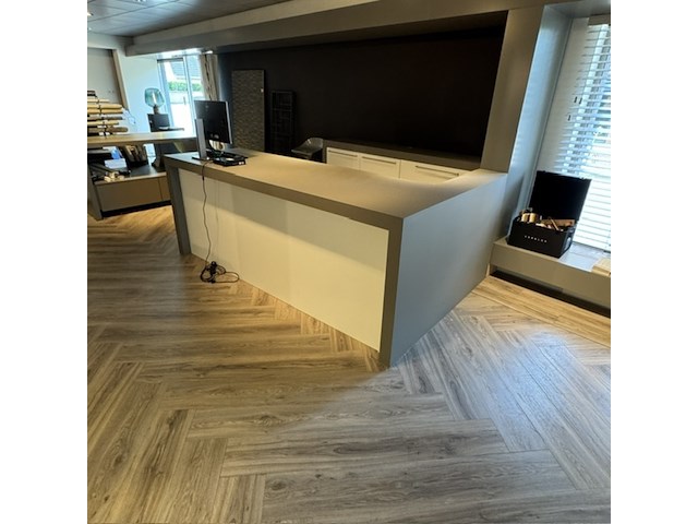 Verkoopbalie met wandkast, taupe/wit - afbeelding 2 van  6