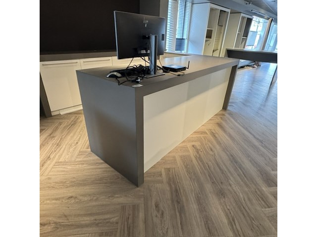 Verkoopbalie met wandkast, taupe/wit - afbeelding 3 van  6