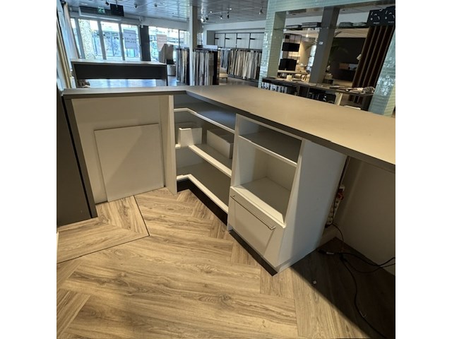 Verkoopbalie met wandkast, taupe/wit - afbeelding 5 van  6