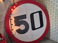 Verlichte sinterklaas staf met " 50 jaar " bord