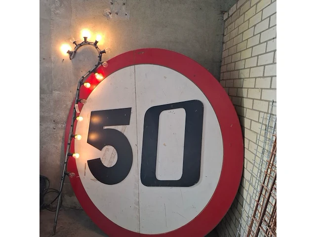 Verlichte sinterklaas staf met " 50 jaar " bord - afbeelding 2 van  3