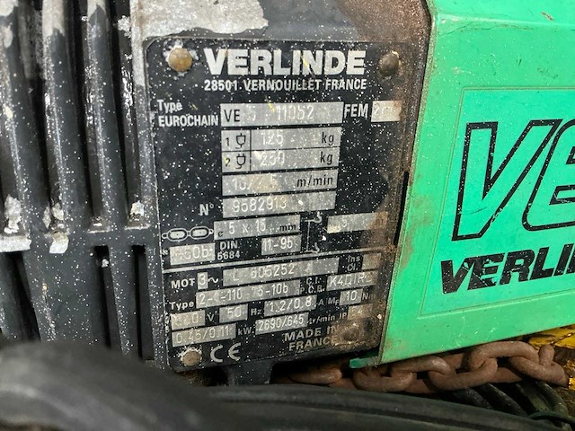 Verlinde eurochain ve5 elektrische kettingtakel - afbeelding 3 van  3