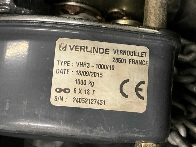 Verlinde vhr3-1000/10 1t 10m handtakel (2x) - afbeelding 5 van  6