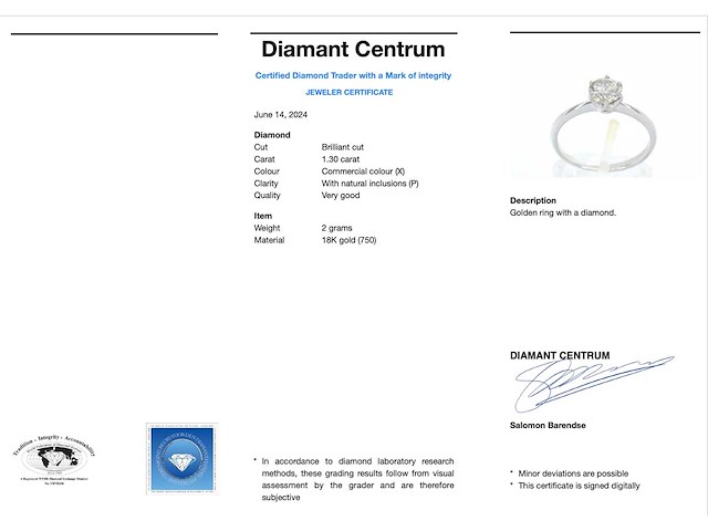 Verlovingsring 1.30 carat diamant 18 karaat goud - afbeelding 3 van  9