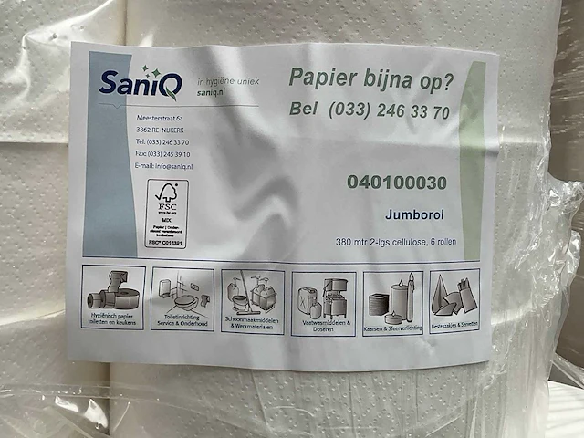 Verpakking á 6 stuks jumborol 2-laags toiletrol (43x) - afbeelding 3 van  3