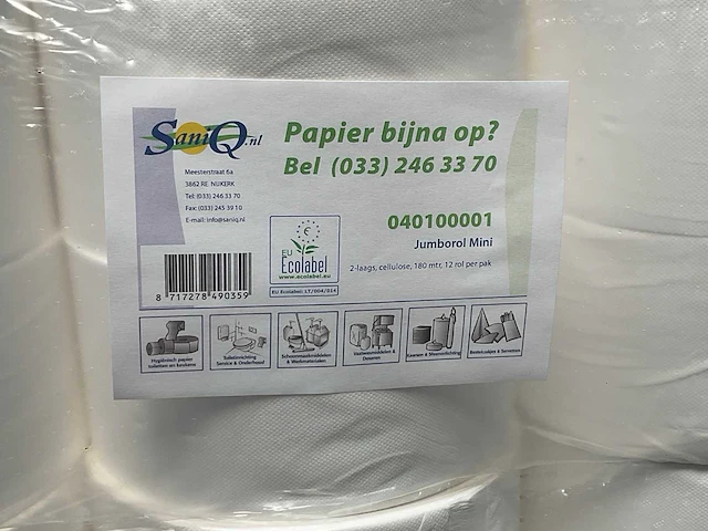 Verpakking á 6 stuks jumborol mini 2-laags toiletrol (28x) - afbeelding 3 van  3
