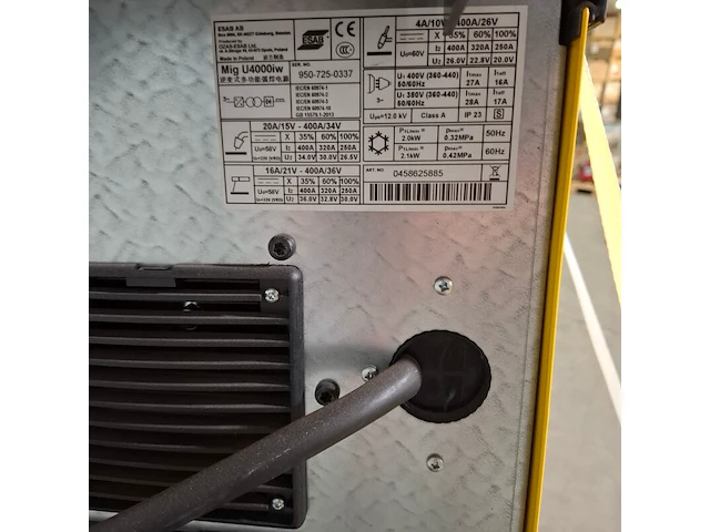 Verrijdbaar lasapparaat, esab, mig u4000 iw/aristo feed 3004 w - afbeelding 3 van  14