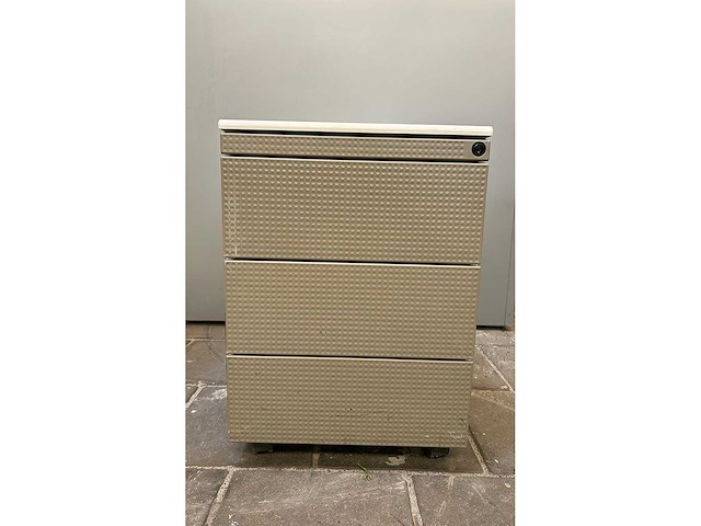 Verrijdbaar metalen ladeblok / dossierkast 3 laden (4x) - afbeelding 1 van  5