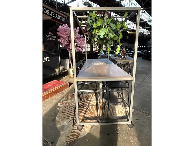Verrijdbare bartafel 320x108x218cm + 10 barkrukken - afbeelding 4 van  7