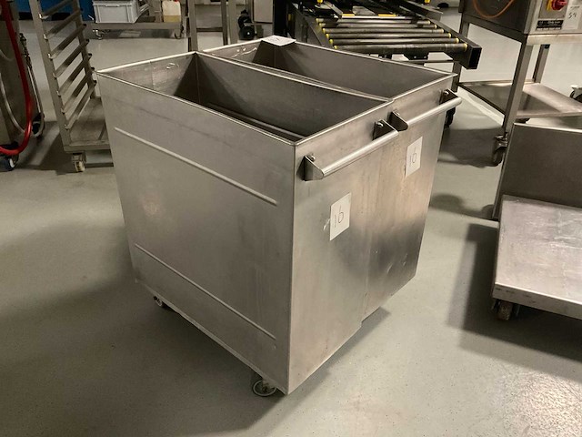 Verrijdbare container, rvs (2x) - afbeelding 1 van  2
