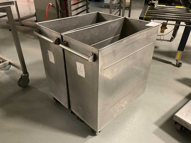 Verrijdbare container, rvs (2x) - afbeelding 2 van  2