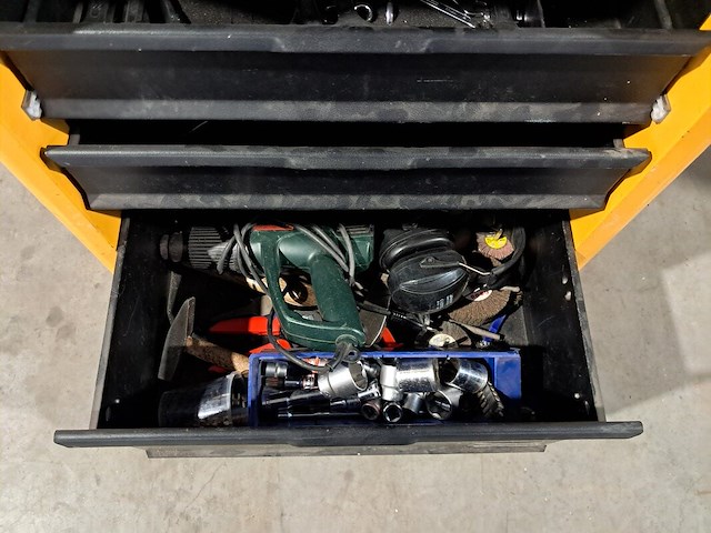 Verrijdbare gereedschapskist met inhoud, ironside, geel - afbeelding 2 van  10