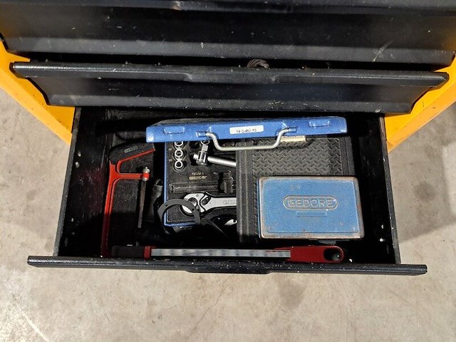 Verrijdbare gereedschapskist met inhoud, ironside, geel - afbeelding 3 van  11