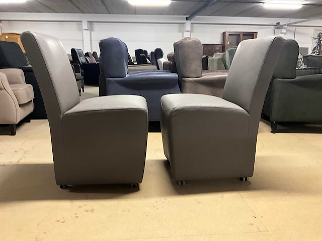 Verrijdbare lederen eetkamerstoel (2x) - afbeelding 7 van  8