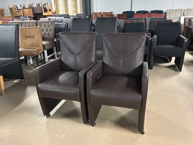 Verrijdbare leren eetkamerstoel (2x) - afbeelding 2 van  11