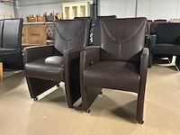 Verrijdbare leren eetkamerstoel (2x) - afbeelding 4 van  11