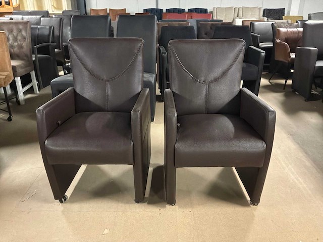 Verrijdbare leren eetkamerstoel (2x) - afbeelding 6 van  11