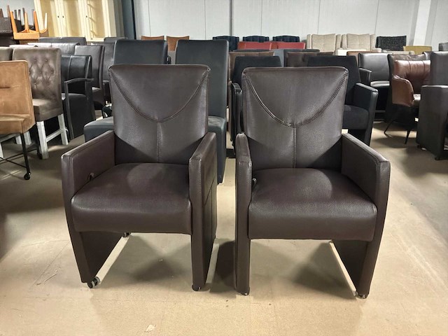 Verrijdbare leren eetkamerstoel (2x) - afbeelding 7 van  11