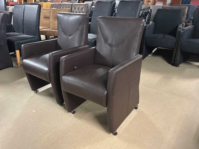 Verrijdbare leren eetkamerstoel (2x) - afbeelding 8 van  11