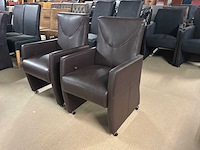 Verrijdbare leren eetkamerstoel (2x) - afbeelding 8 van  11