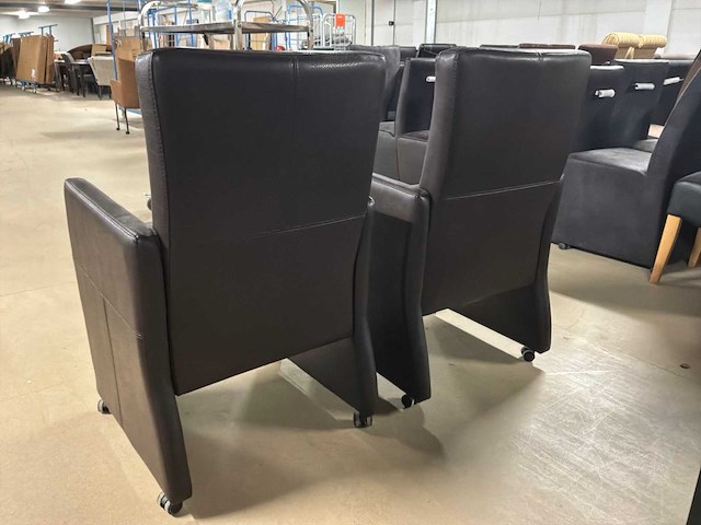 Verrijdbare leren eetkamerstoel (2x) - afbeelding 9 van  11