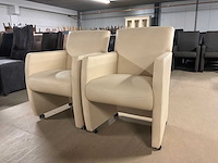 Verrijdbare leren eetkamerstoel (2x) - afbeelding 1 van  8