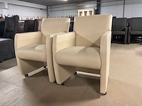 Verrijdbare leren eetkamerstoel (2x) - afbeelding 2 van  8