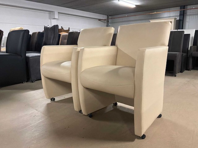 Verrijdbare leren eetkamerstoel (2x) - afbeelding 5 van  8