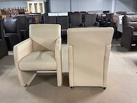 Verrijdbare leren eetkamerstoel (2x) - afbeelding 7 van  8