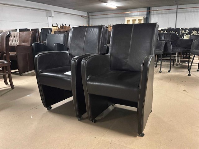 Verrijdbare leren eetkamerstoel (2x) - afbeelding 2 van  8