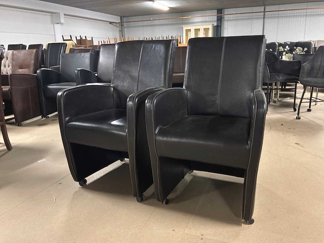 Verrijdbare leren eetkamerstoel (2x) - afbeelding 3 van  8