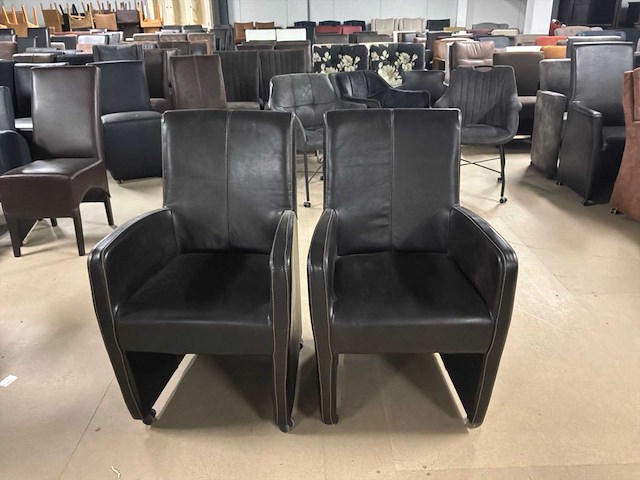 Verrijdbare leren eetkamerstoel (2x) - afbeelding 5 van  8