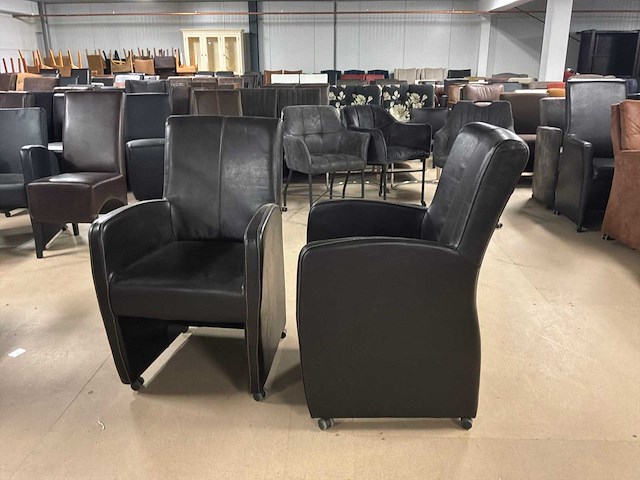 Verrijdbare leren eetkamerstoel (2x) - afbeelding 6 van  8