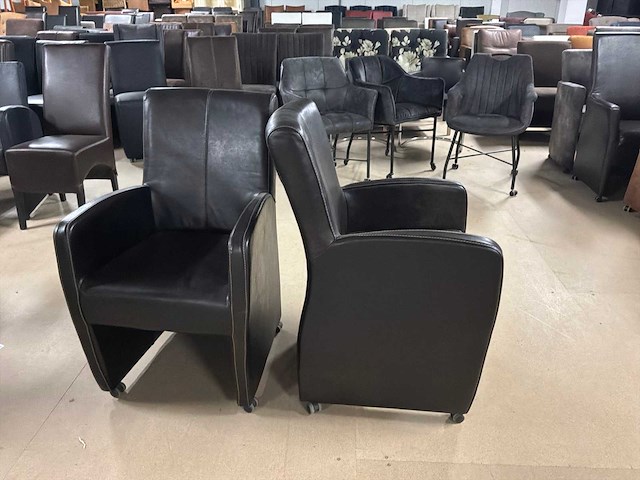 Verrijdbare leren eetkamerstoel (2x) - afbeelding 8 van  8