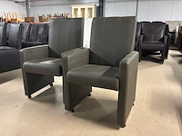 Verrijdbare leren eetkamerstoel (2x) - afbeelding 4 van  10