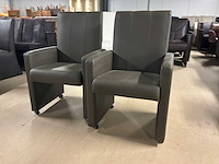 Verrijdbare leren eetkamerstoel (2x) - afbeelding 5 van  10