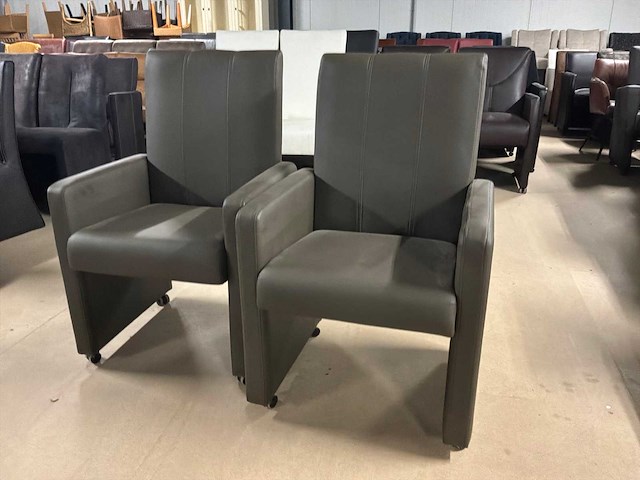 Verrijdbare leren eetkamerstoel (2x) - afbeelding 6 van  10