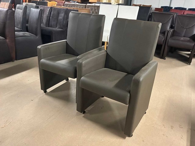 Verrijdbare leren eetkamerstoel (2x) - afbeelding 7 van  10