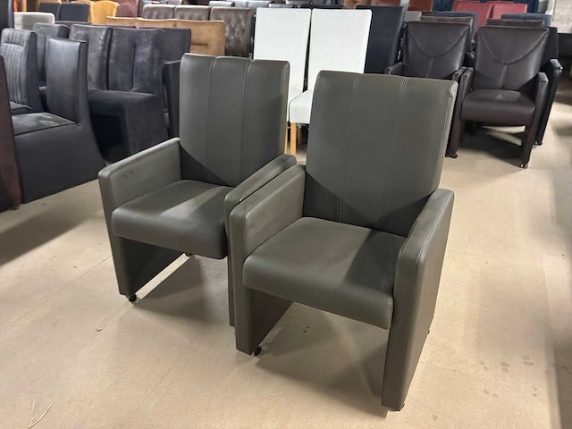 Verrijdbare leren eetkamerstoel (2x) - afbeelding 8 van  10