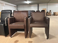 Verrijdbare leren eetkamerstoelen (4x) - afbeelding 5 van  9