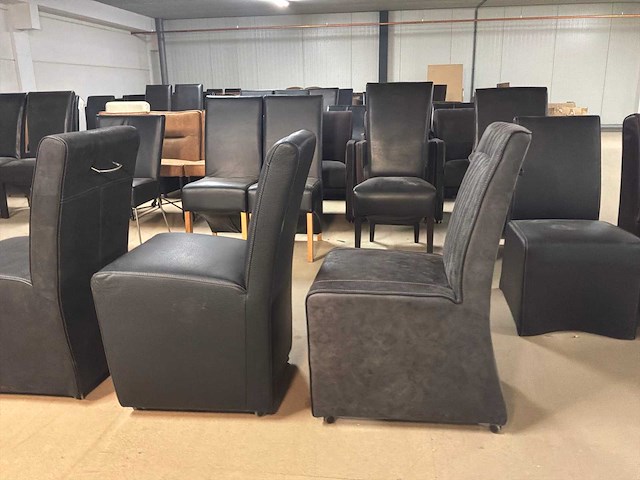 Verrijdbare leren eetkamerstoelen (4x) - afbeelding 11 van  13