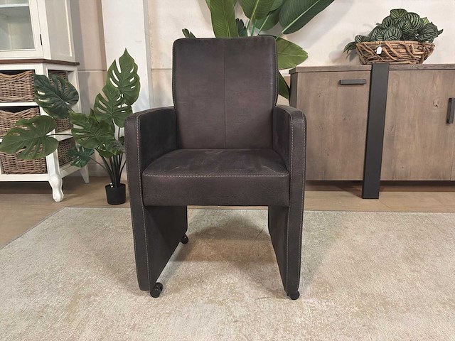 Verrijdbare leren fauteuil - afbeelding 5 van  8