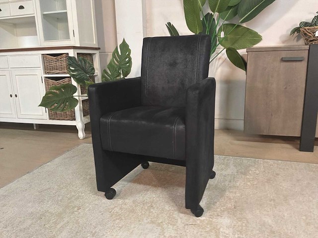 Verrijdbare leren fauteuil - afbeelding 3 van  7