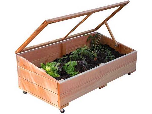 Verrijdbare moestuinbak 100x50x36 cm (2x) - afbeelding 1 van  2